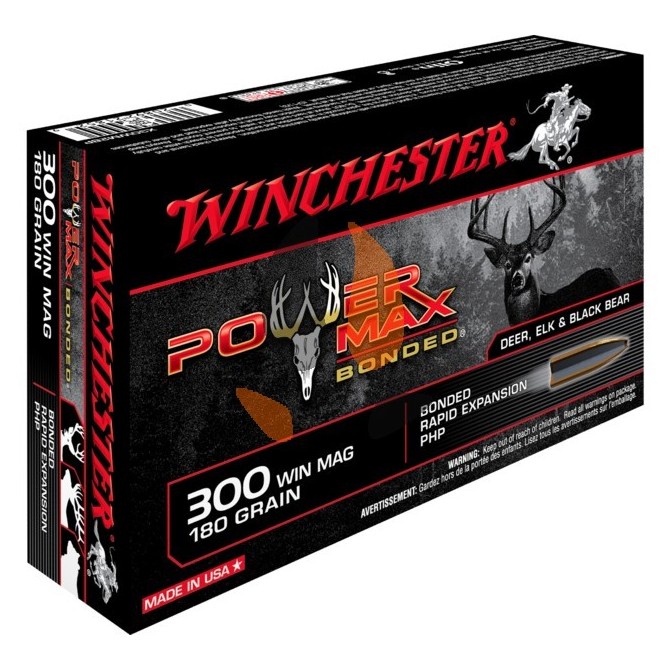 Balles Winchester 300 Win Mag Power Max Bonded 180 grs