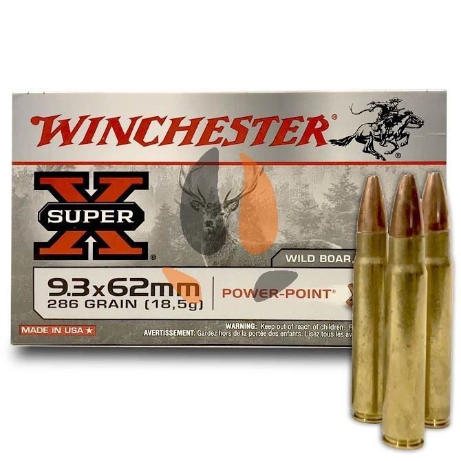 Balles Winchester 9.3x62 Power Point 286 Grs