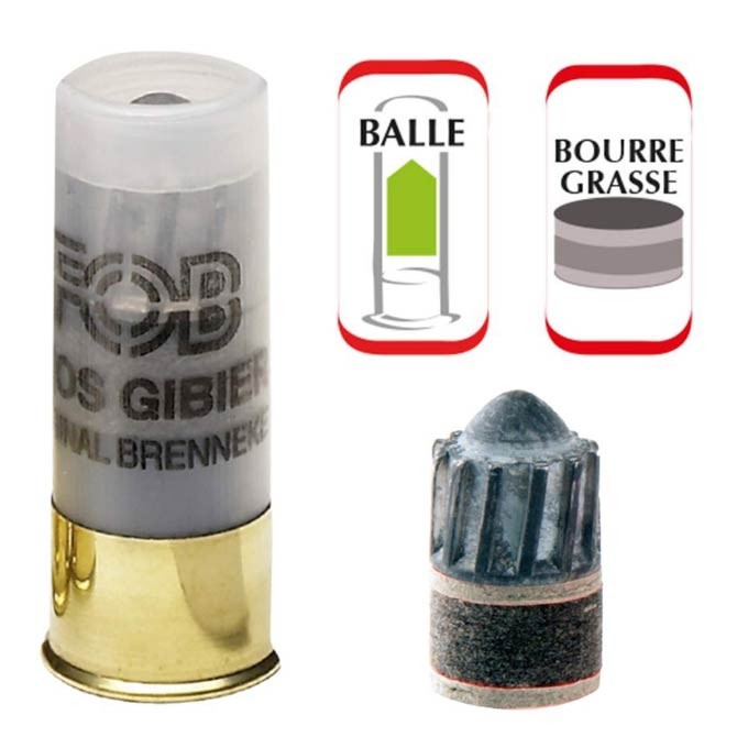 Balle brenneke et cartouche Fob Passion calibre 20