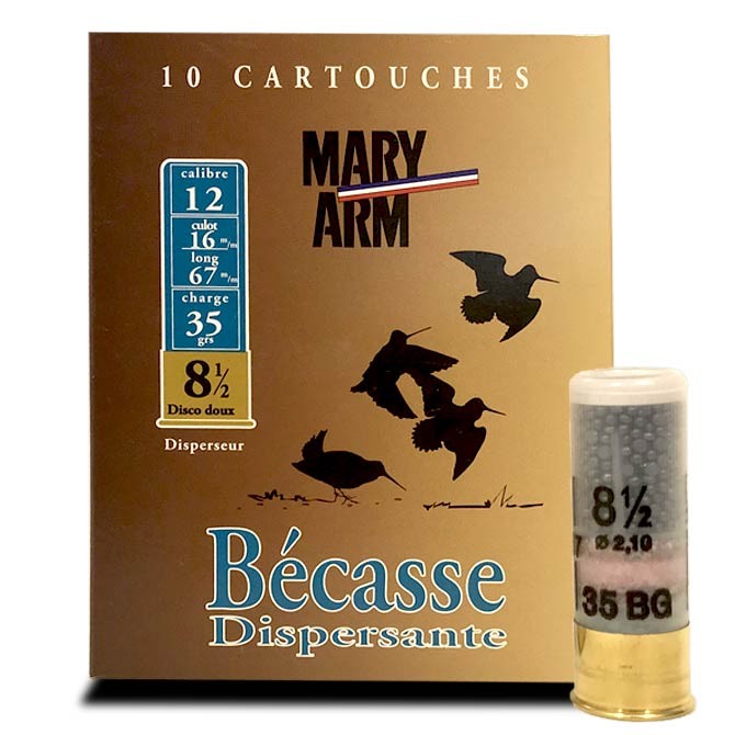 Cartouche Mary Arm Bécasse Calibre 12 dispersante, sur chasse-concept.com