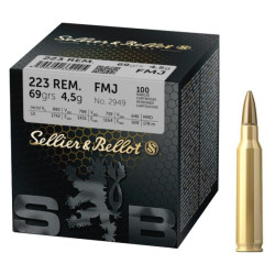 MUNITIONS SELLIER BELLOT CALIBRE 223 REM FMJ 69gr - 4.5g x100
