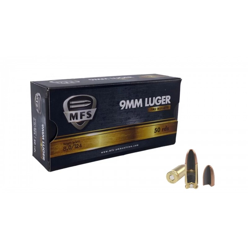 Munitions MFS Cal. 9mm Luger 124gr FMJ (x50) | Chasse-Tir-Concept