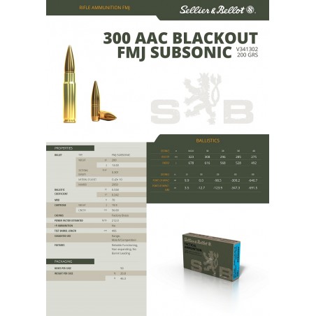 SB 300 BLACKOUT FMJ SUBSONIC 200gr