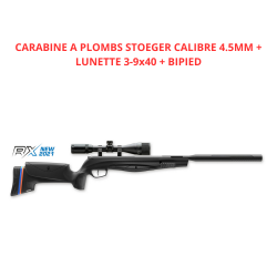 CARABINE A PLOMBS STOEGER RX20 TAC SUPPRESSOR CALIBRE 4.5MM + LUNETTE 3-9x40 + BIPIED