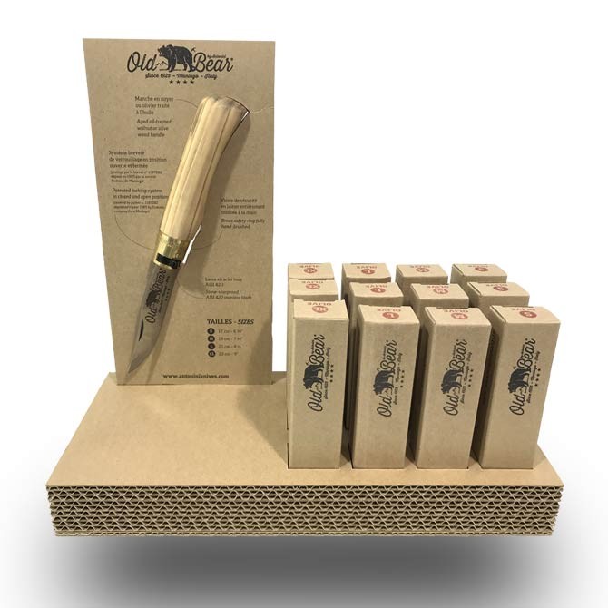 Couteaux Old Bear manche Olivier  présentatoir