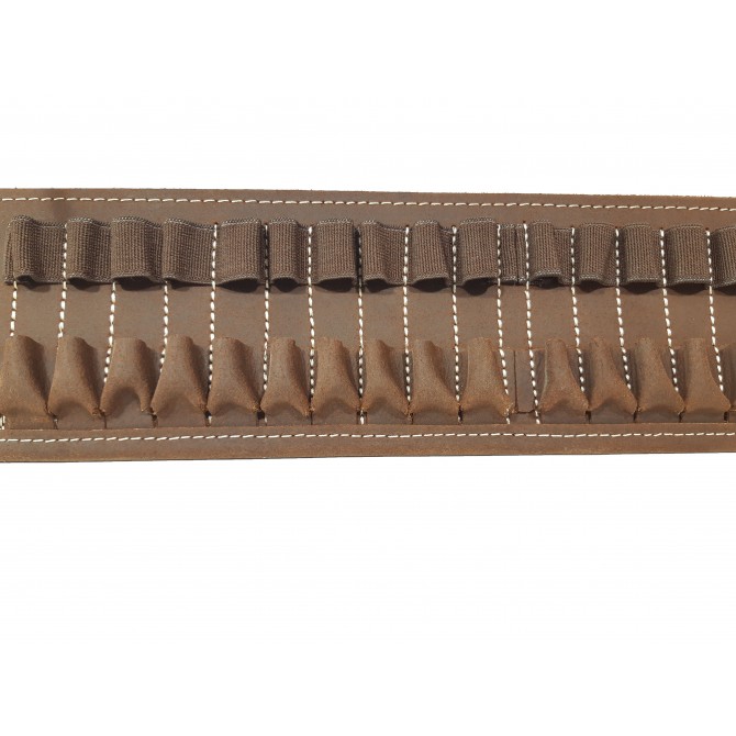 Cartouchière 20 étuis pour arme rayée cuire croute grasse