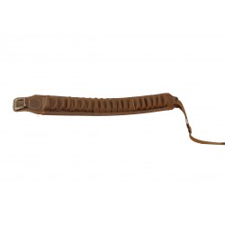 Cartouchière 20 étuis pour arme calibre 20 cuire croute grasse vieillie