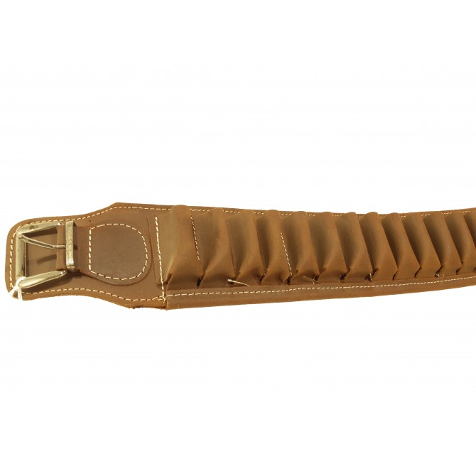 Cartouchière 20 étuis pour arme calibre 20 cuire croute grasse vieillie