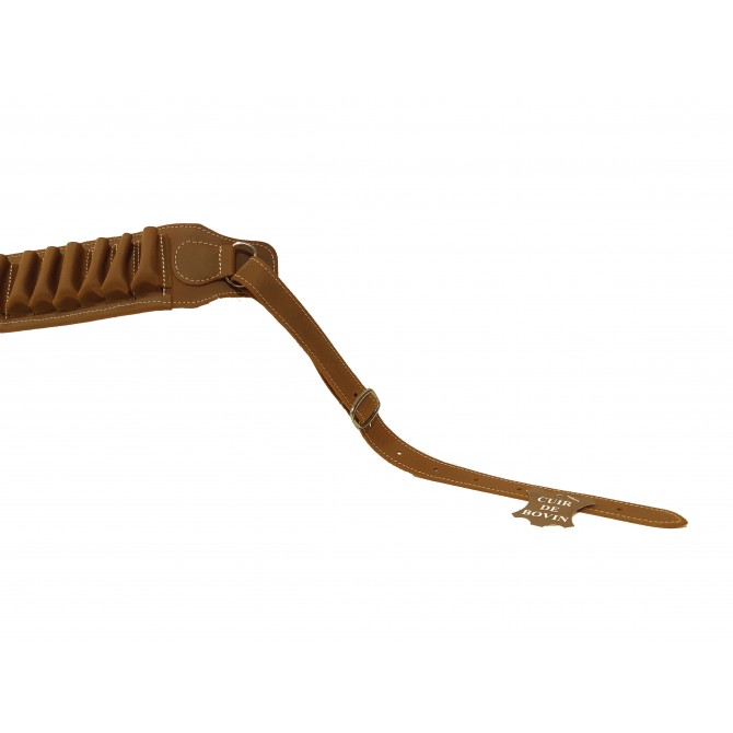Cartouchière 20 étuis pour arme calibre 20 cuire croute grasse vieillie