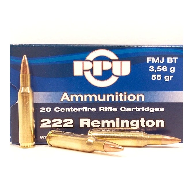 CARTOUCHES PARTIZAN 222 REM FMJ 55GR bte de 20 CARTOUCHES PARTIZAN 222 REM FMJ 55GR bte de 20
