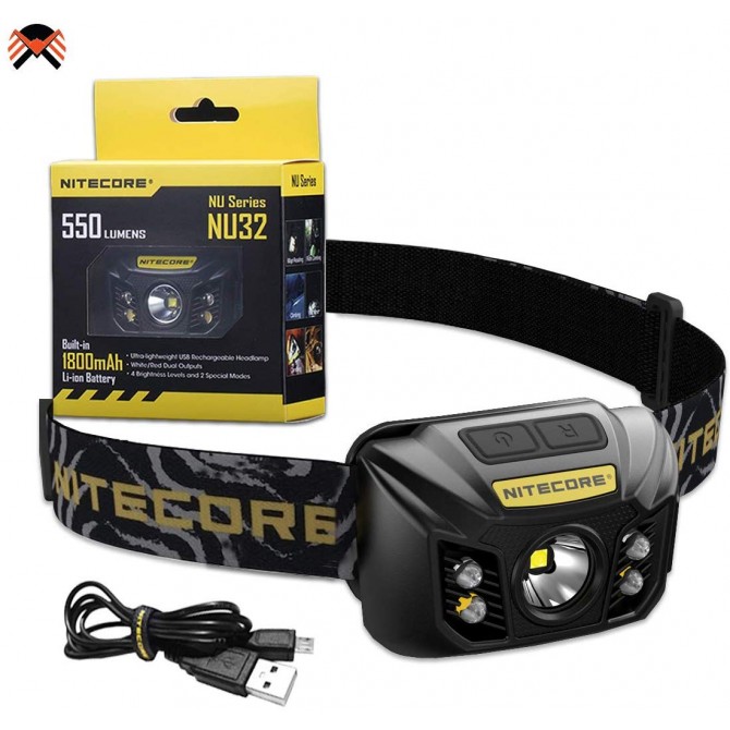 Nitecore NU32 Noir-550Lm Lampe frontale Mixte Adulte, Noir