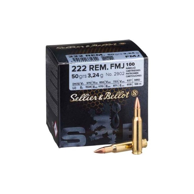 MUNITIONS SELLIER - BELLOT 222 FMJ 3,2G VRAC X 100