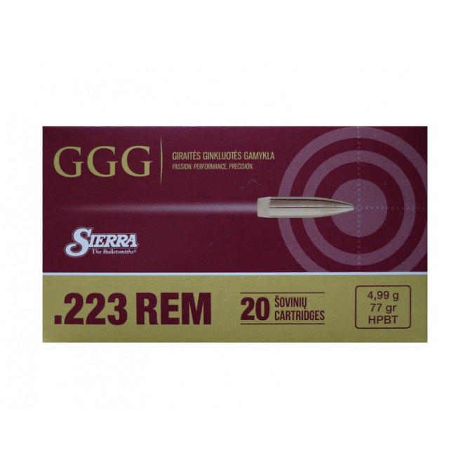 Munitions GGG 223 Rem HPBT Sierra MatchKing 77GR 4.99G