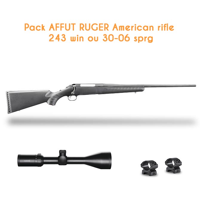 Pack affut Ruger American Rifle + lunette hawke 4-12x50+ canne de pirch