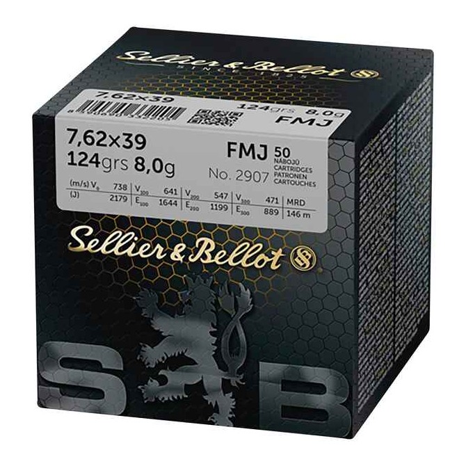 50 munitions Sellier & Bellot 7.62x39 123 grains FMJ