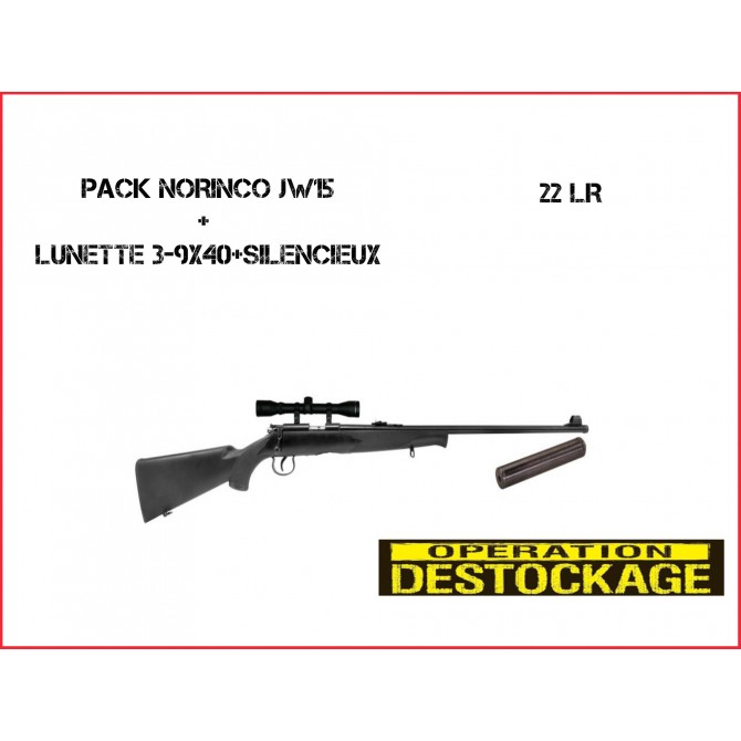 Pack NORINCO JW 15 22LR, lunette 3-9x40, silencieux