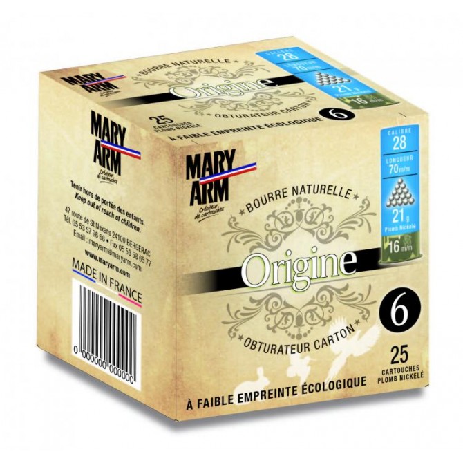 CARTOUCHES ORIGINE DE MARY ARM Calibre 28 pb 7