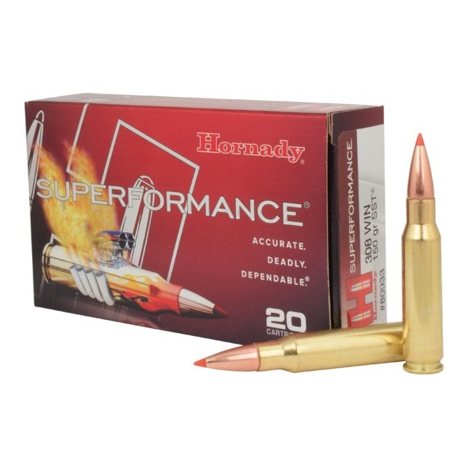 20 munitions Hornady Superformance 150 gr .308 Win