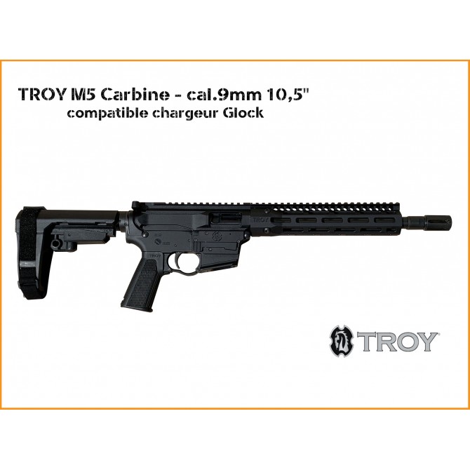 TROY M5 Carbine - cal.9mm 10,5'' compatible chargeur Glock