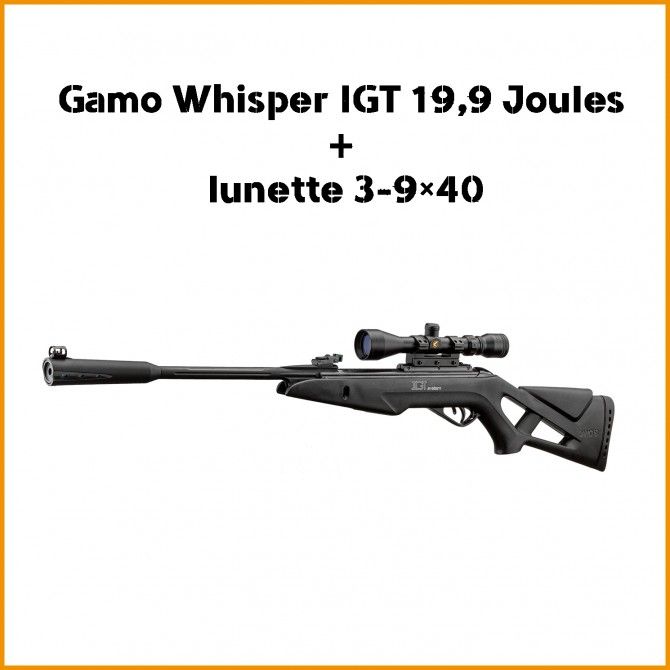 Gamo Whisper IGT 19,9 Joules + lunette 3-9×40 Gamo Whisper IGT 19,9 Joules + lunette 3-9×40