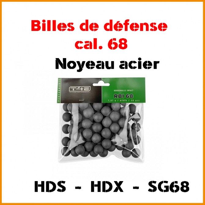 BILLES CAOUTCHOUC CALIBRE 68 X50 NOYEAU ACIER